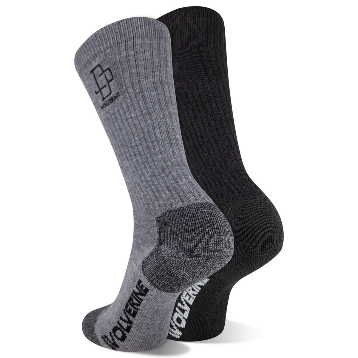 Wolverine x Jordan Davis 2pk Crew Sock, Grey, dynamic 2