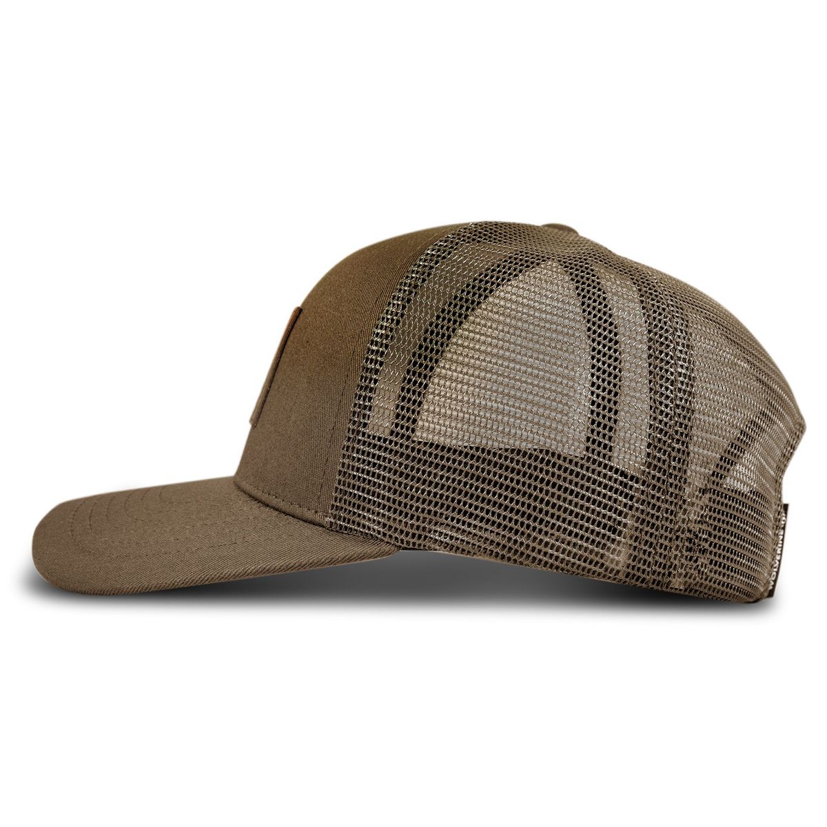 American Flag Leather Patch Trucker Cap, Cedar, dynamic 4