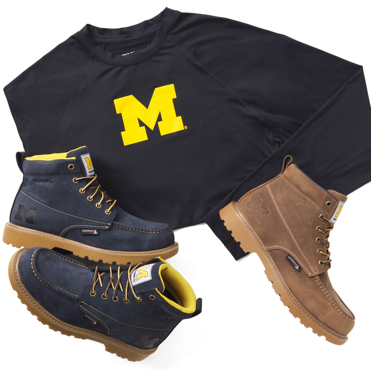 Wolverine x Valiant University of Michigan Sun-Stop Eco Long Sleeve Tee, Dark Navy, dynamic 6