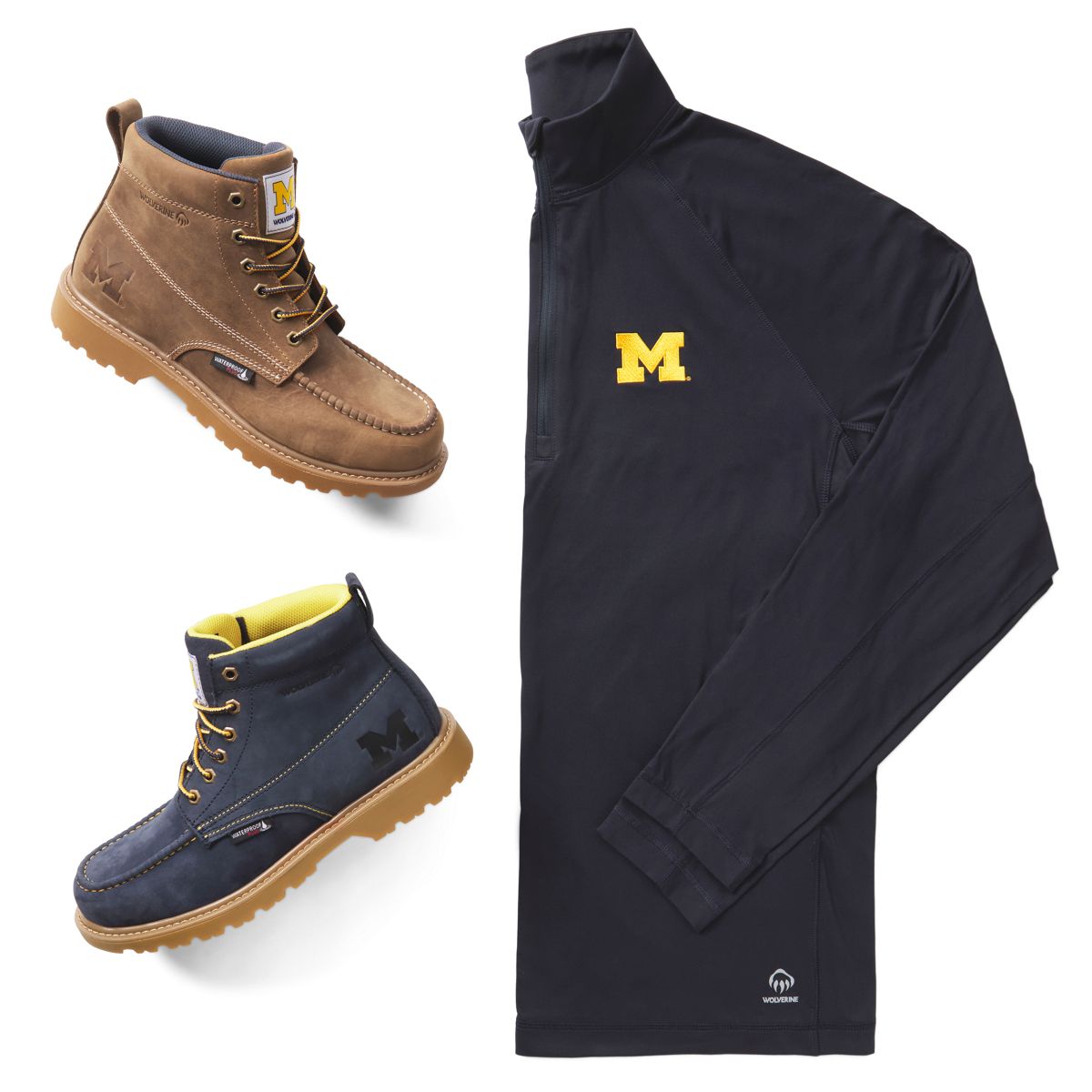 Wolverine x Valiant University of Michigan Sun-Stop Eco Half Zip, Dark Navy, dynamic 6