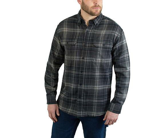Escape Long Sleeve Flannel Shirt, ONYX PLAID, dynamic