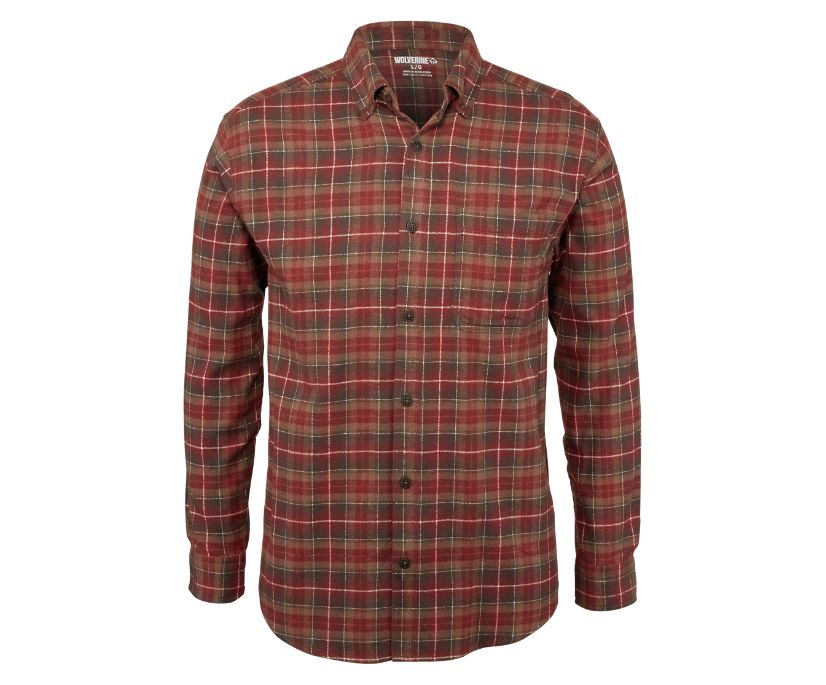 Hammond Long Sleeve Flannel Shirt, Taupe Plaid, dynamic 1