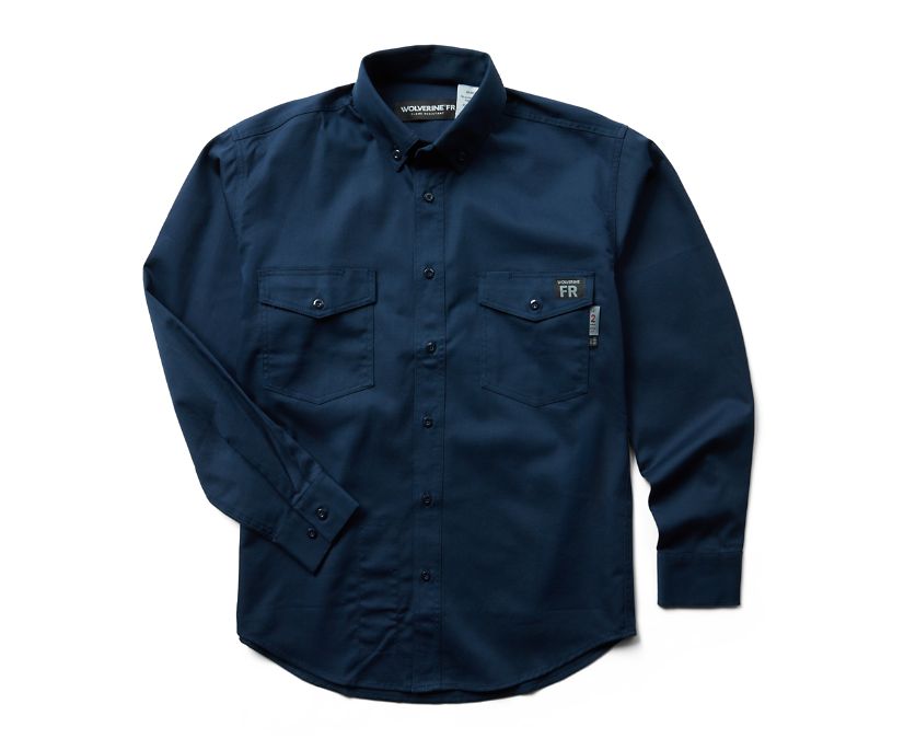FR Twill Long Sleeve Shirt, Navy, dynamic 1