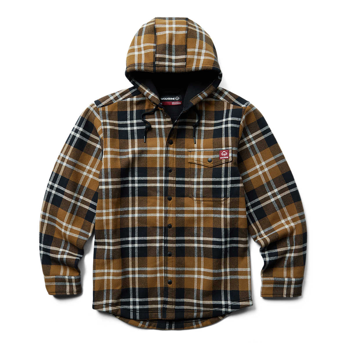 Bucksaw Hooded Flannel Shirt-Jac Big & Tall, Pecan Plaid, dynamic 1