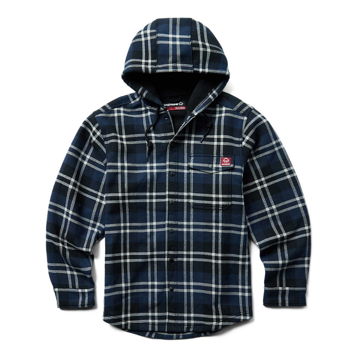 Bucksaw Hooded Flannel Shirt-Jac Big & Tall, New Navy Plaid, dynamic 1