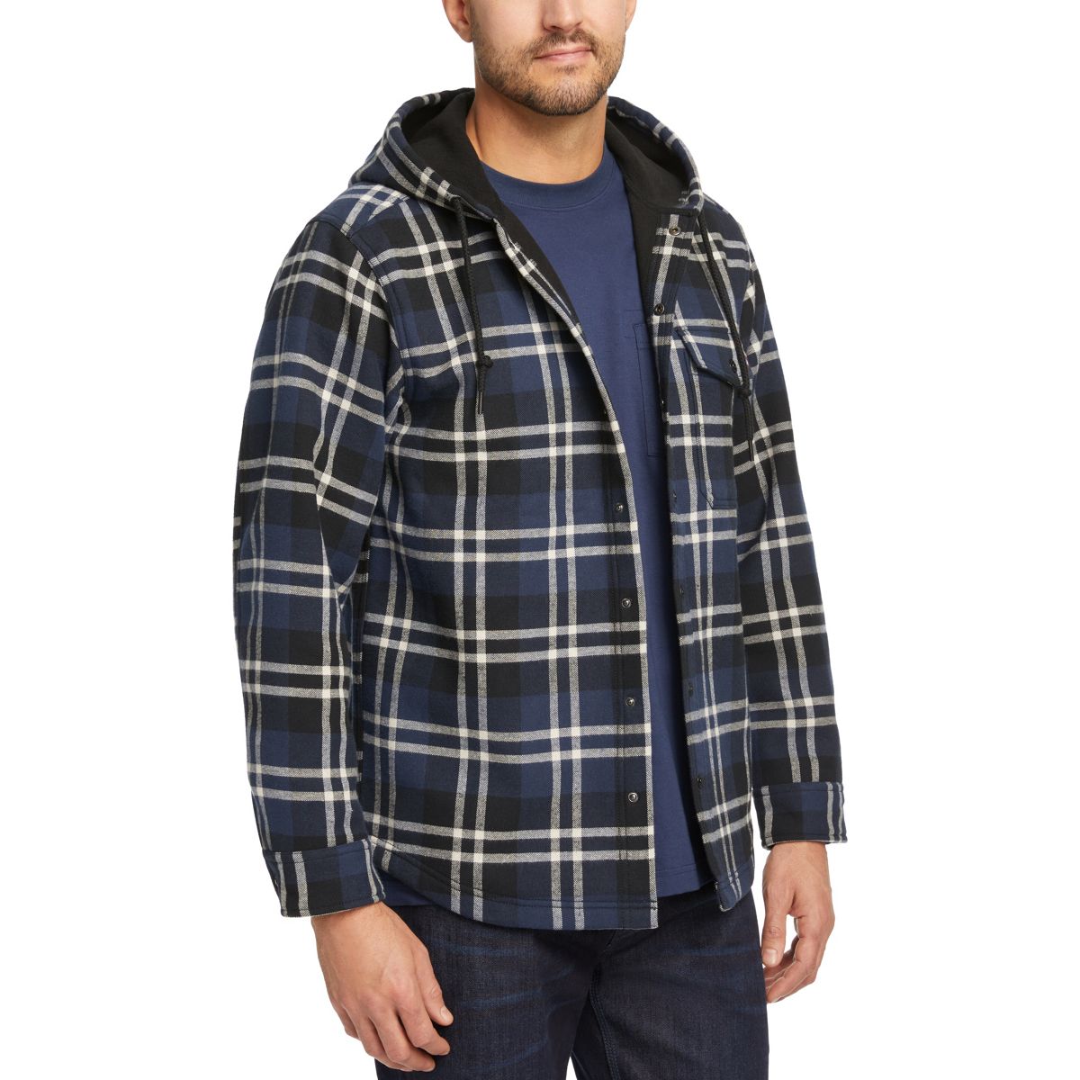 Bucksaw Bonded Shirt Jac, New Navy Plaid, dynamic 2