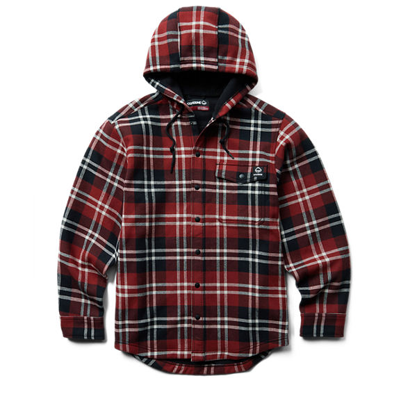 Bucksaw Hooded Flannel Shirt-Jac Big & Tall, Garnet Plaid, dynamic
