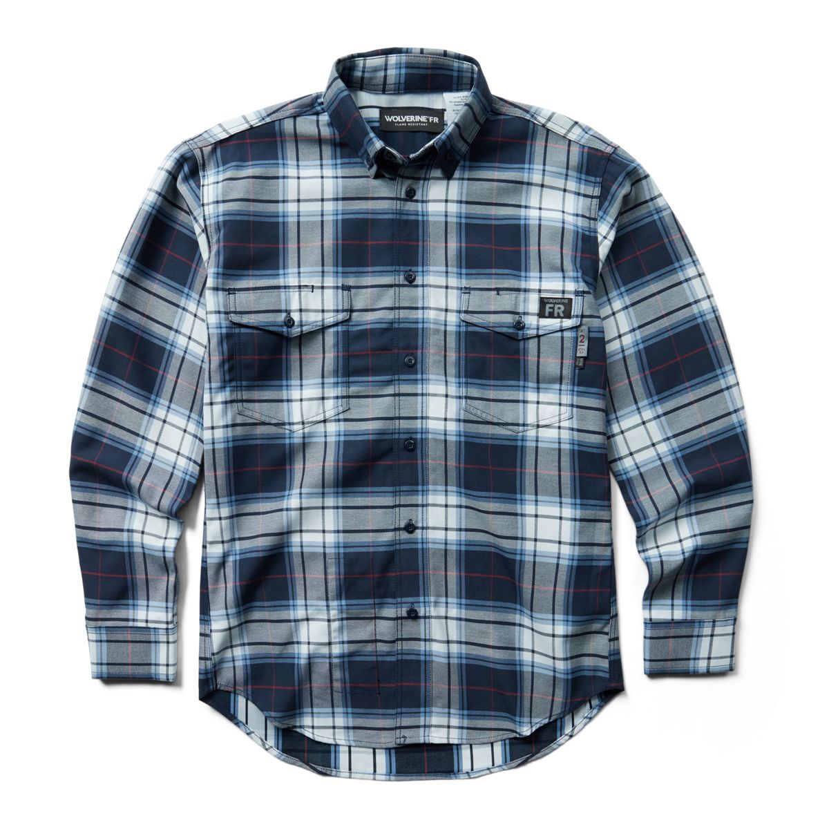 FR Plaid Long Sleeve Twill Shirt, Navy Plaid, dynamic 1