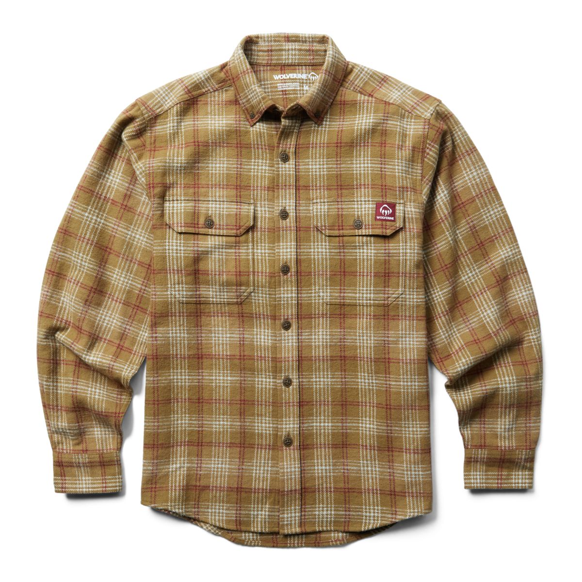 Glacier Heavyweight Long Sleeve Flannel Shirt, Coyote Plaid, dynamic 1