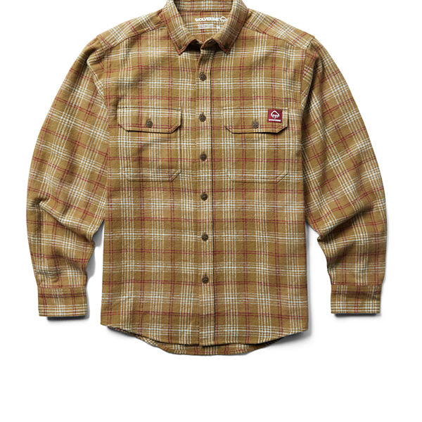 Glacier Heavyweight Long Sleeve Flannel Shirt, Coyote Plaid, dynamic