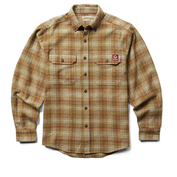 Glacier Heavyweight Long Sleeve Flannel Shirt, Coyote Plaid, dynamic