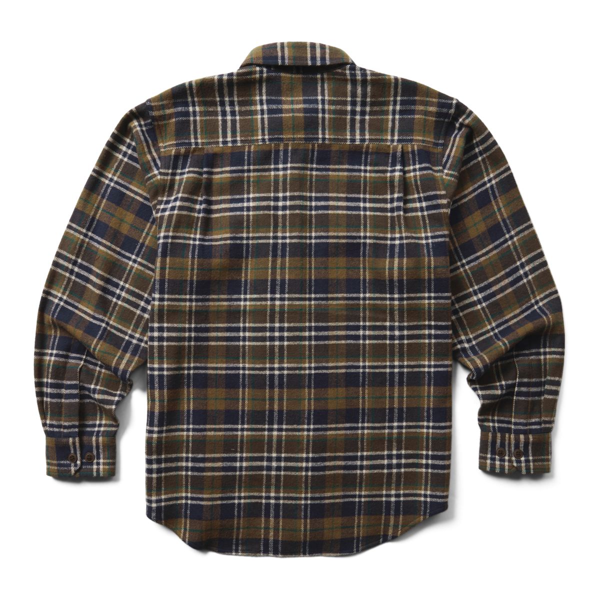 Glacier Heavyweight Long Sleeve Flannel Shirt, Black Olive Plaid, dynamic 2
