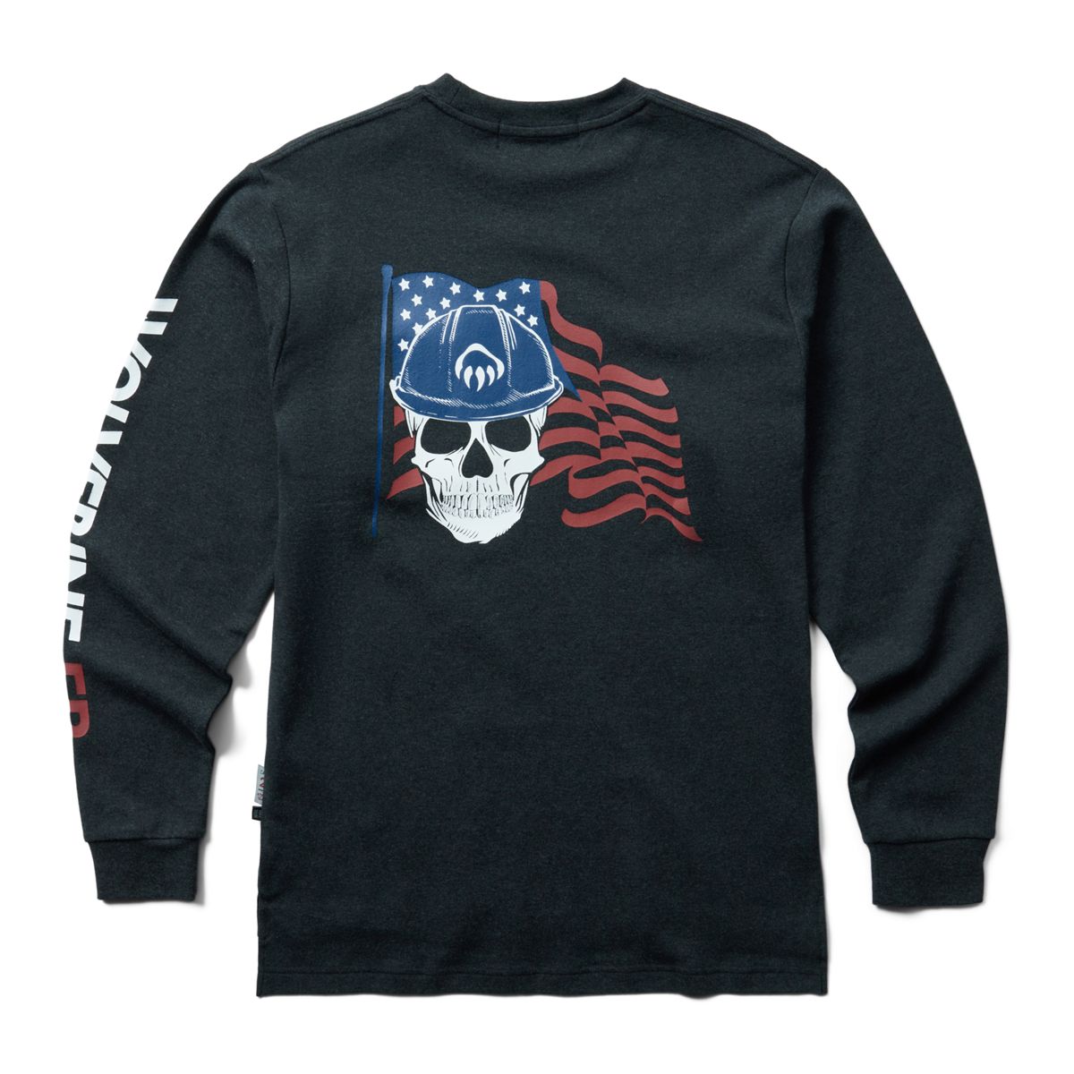 FR Long Sleeve Print Tee, Onyx Heather Flag Skull, dynamic 2