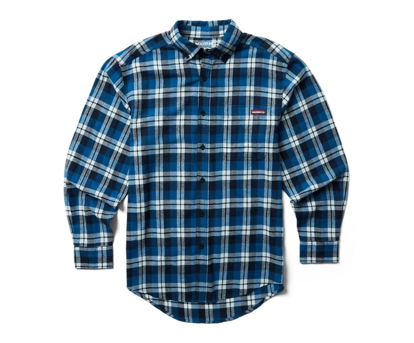 Pike Flannel Shirt, Cobalt Plaid, dynamic 1