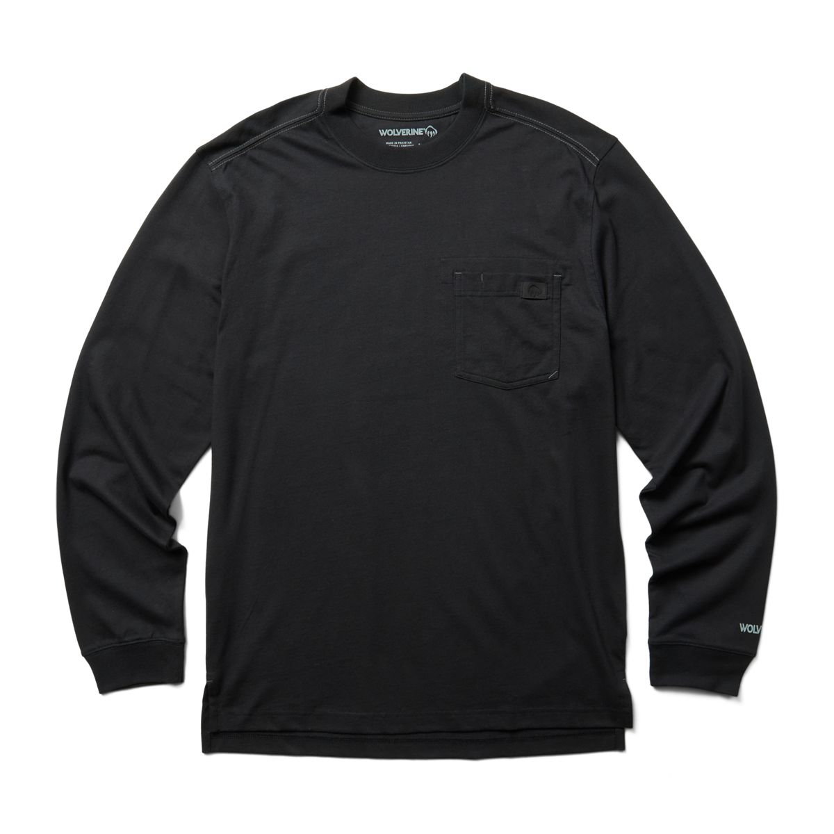 Guardian Cotton™ Long Sleeve Pocket Tee, Black, dynamic 1