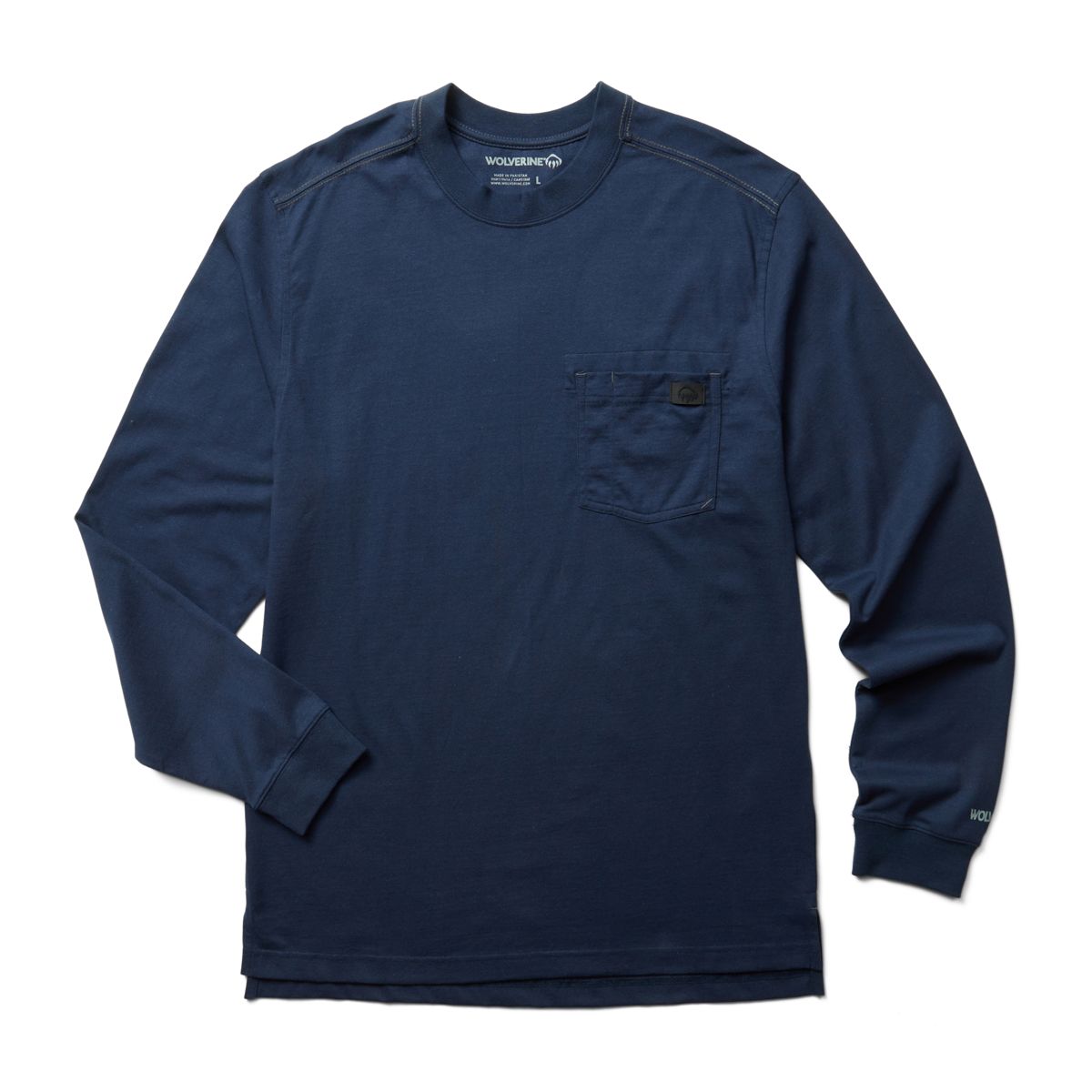 Guardian Cotton™ Long Sleeve Pocket Tee, Navy, dynamic 1