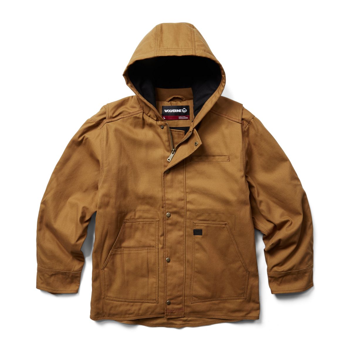 WOLVERINE mens Overman Fleece Lined Cotton Duck Canvas Hooded Shirt Jacket  : : Clothing, Shoes & Accessories