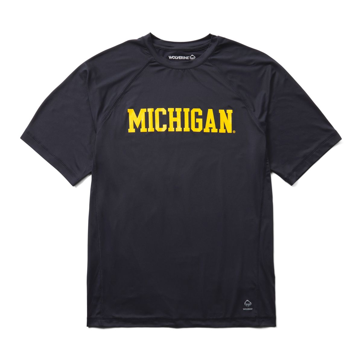 Wolverine x Valiant University of Michigan Sun-Stop Eco Short Sleeve Tee, Dark Navy, dynamic 1