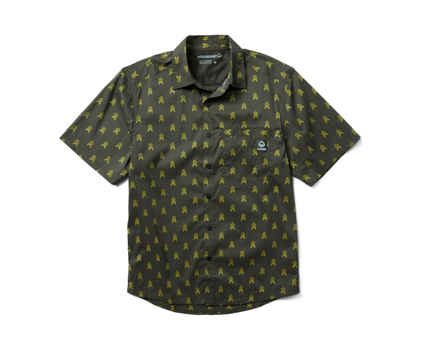 Orion Short Sleeve Print Shirt, Charcoal, dynamic 1