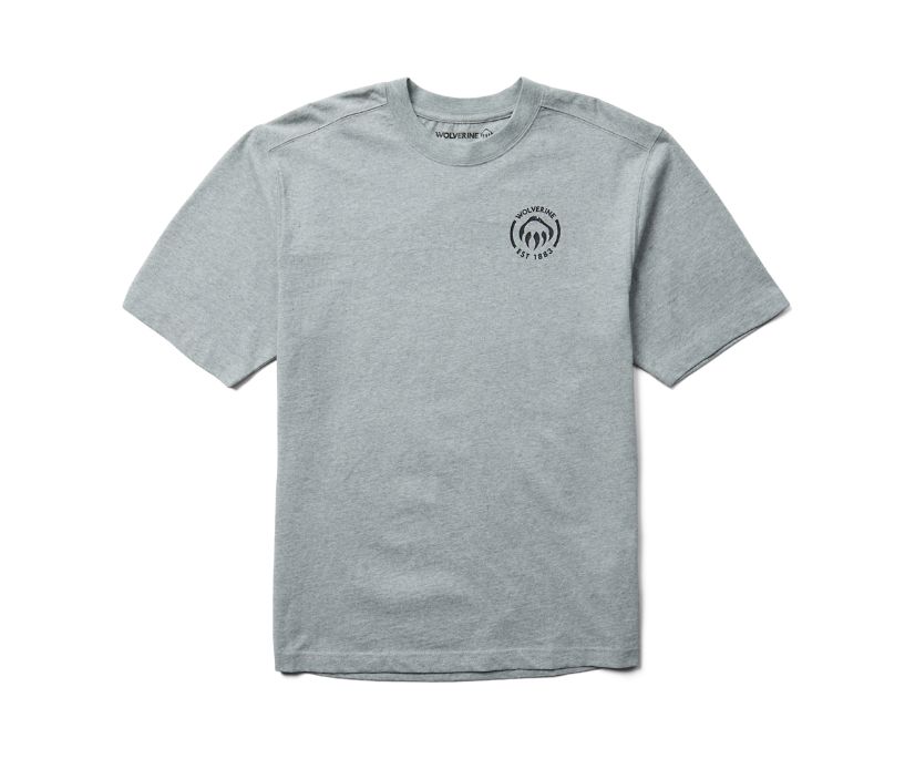 Traditional Fit Short Sleeve Graphic Tee, Light Grey Heather - America, dynamic 1
