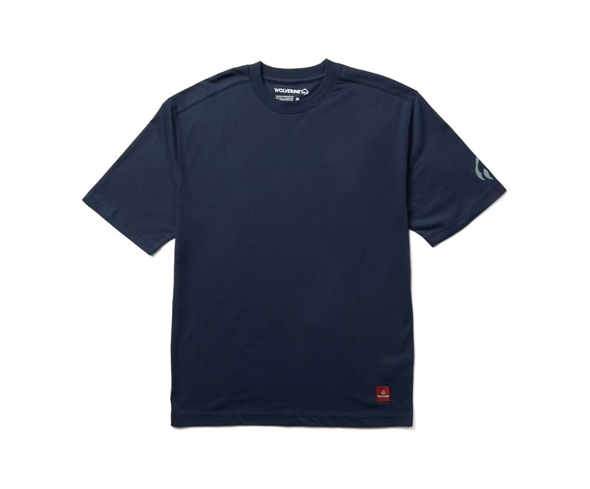 Traditional Fit Short Sleeve Graphic Tee, Navy Back Flag, dynamic 1