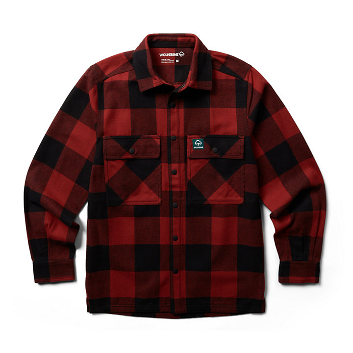 Forge Flannel Overshirt, Dark Red Plaid, dynamic