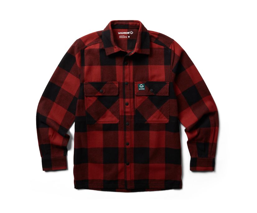 Forge Flannel Overshirt, Dark Red Plaid, dynamic 1