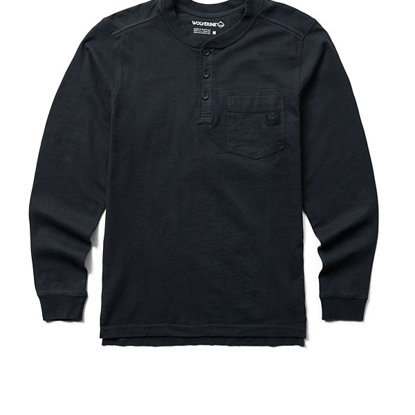 Guardian Cotton™ Long Sleeve Henley, Black, dynamic