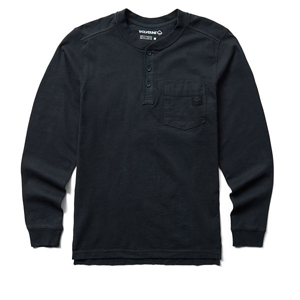 Guardian Cotton™ Long Sleeve Henley, Black, dynamic