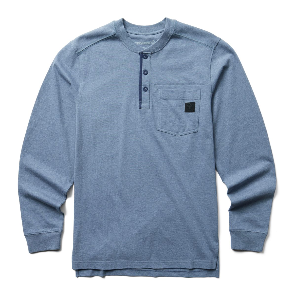 Mens Henley Long Sleeve Blue T Shirt