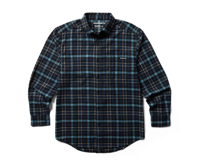 Rivet Flannel Shirt, Navy Plaid, dynamic 1