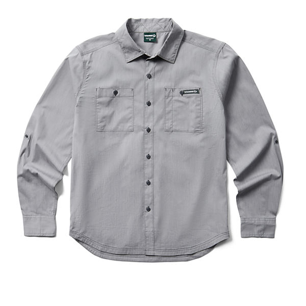 Grayson Long Sleeve Chambray Shirt, Gray Chambray, dynamic