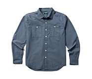Grayson Long Sleeve Chambray Shirt, Blue Chambray, dynamic