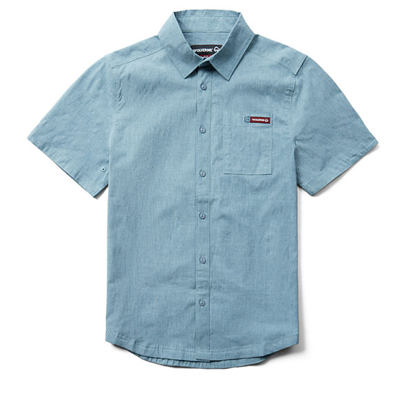 Grayson II Short Sleeve Chambray Shirt, Blue Shadow, dynamic