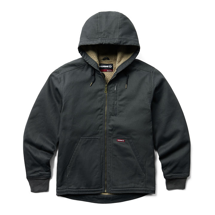 Upland Sherpa Lined Hooded Jacket, Black, dynamic