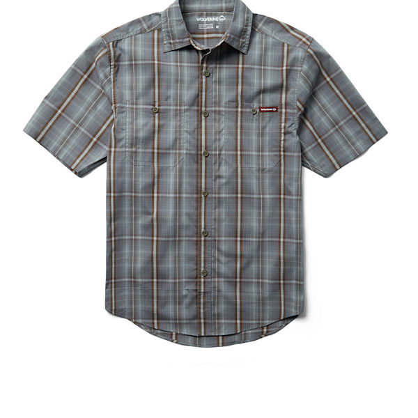 Fuse Short Sleeve Plaid Shirt, Greystone Plaid, dynamic