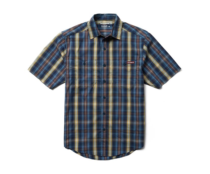 Fuse Short Sleeve Plaid Shirt, Navy Plaid, dynamic 1