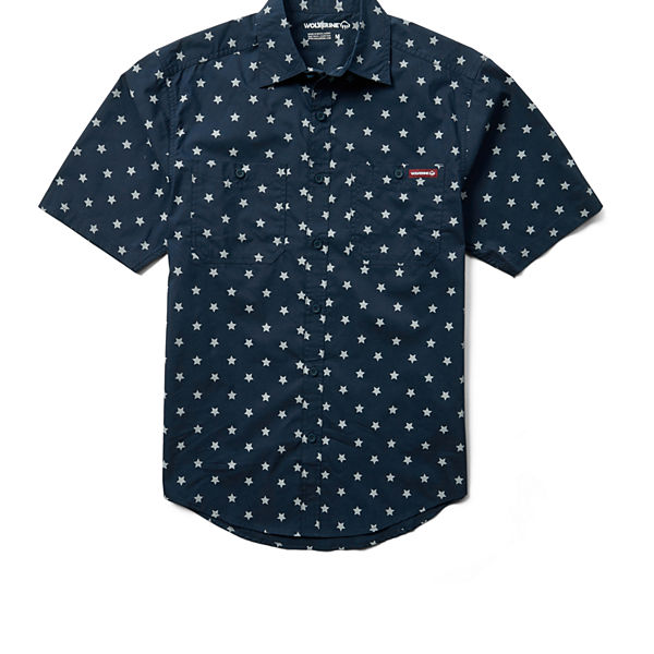 Fuse Short Sleeve Print Shirt, Navy Stars, dynamic