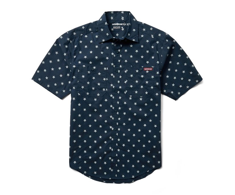 Fuse Short Sleeve Print Shirt, Navy Stars, dynamic 1