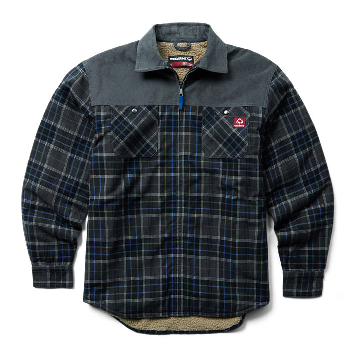 Marshall II Sherpa Lined Zip Shirt-Jac, Granite Plaid, dynamic
