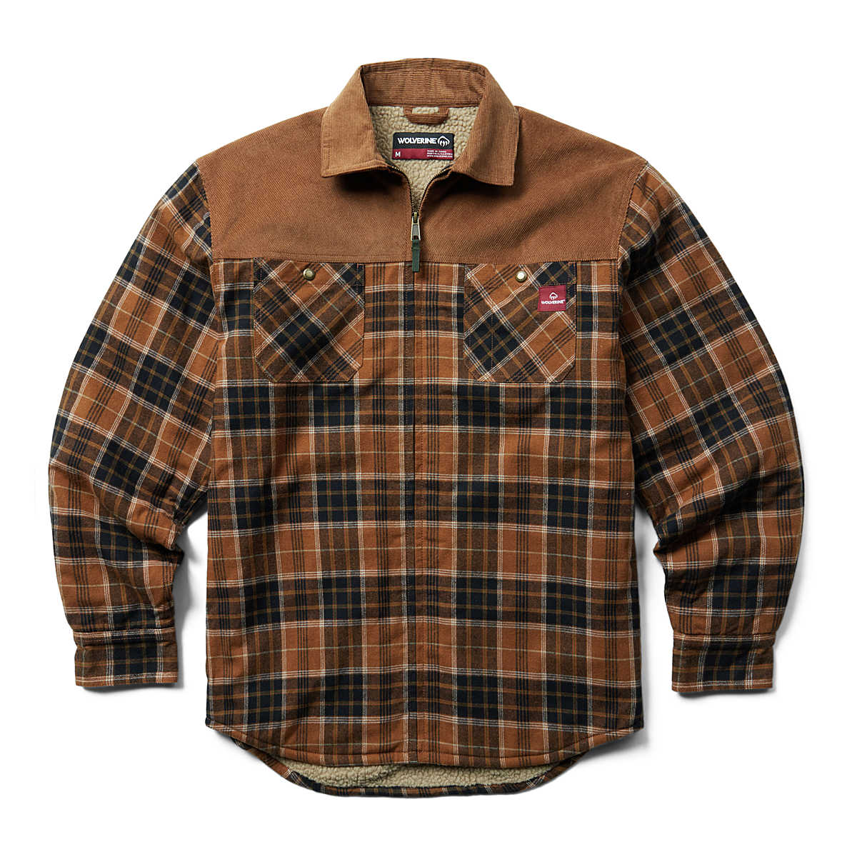 Marshall II Sherpa Lined Zip Shirt-Jac, Pecan Plaid, dynamic 1