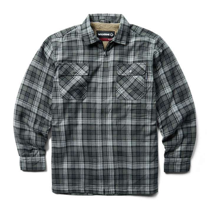 Hastings Sherpa Lined Zip Shirt-Jac, Asphalt Plaid, dynamic