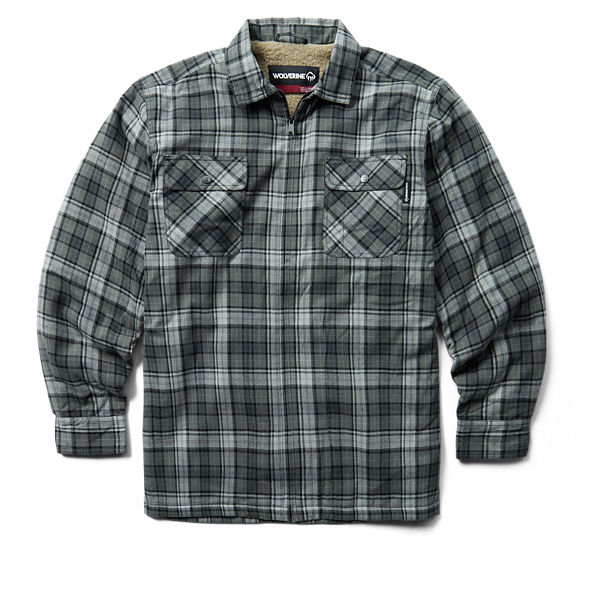 Hastings Sherpa Lined Zip Shirt-Jac, Asphalt Plaid, dynamic