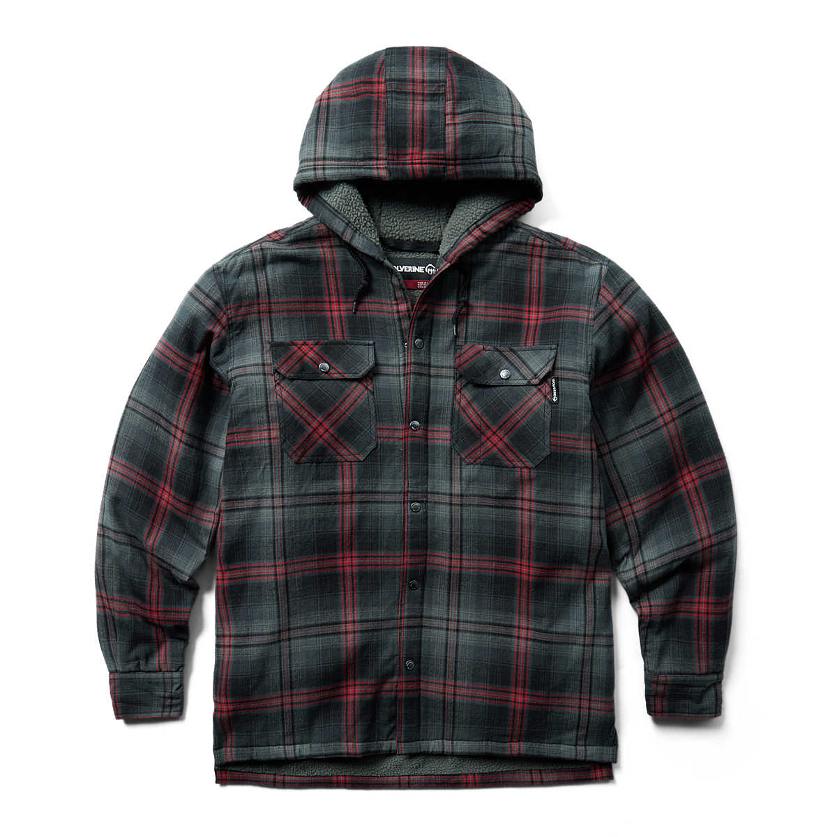 Hastings Sherpa Lined Hooded Shirt-Jac, Gunmetal Plaid, dynamic 1