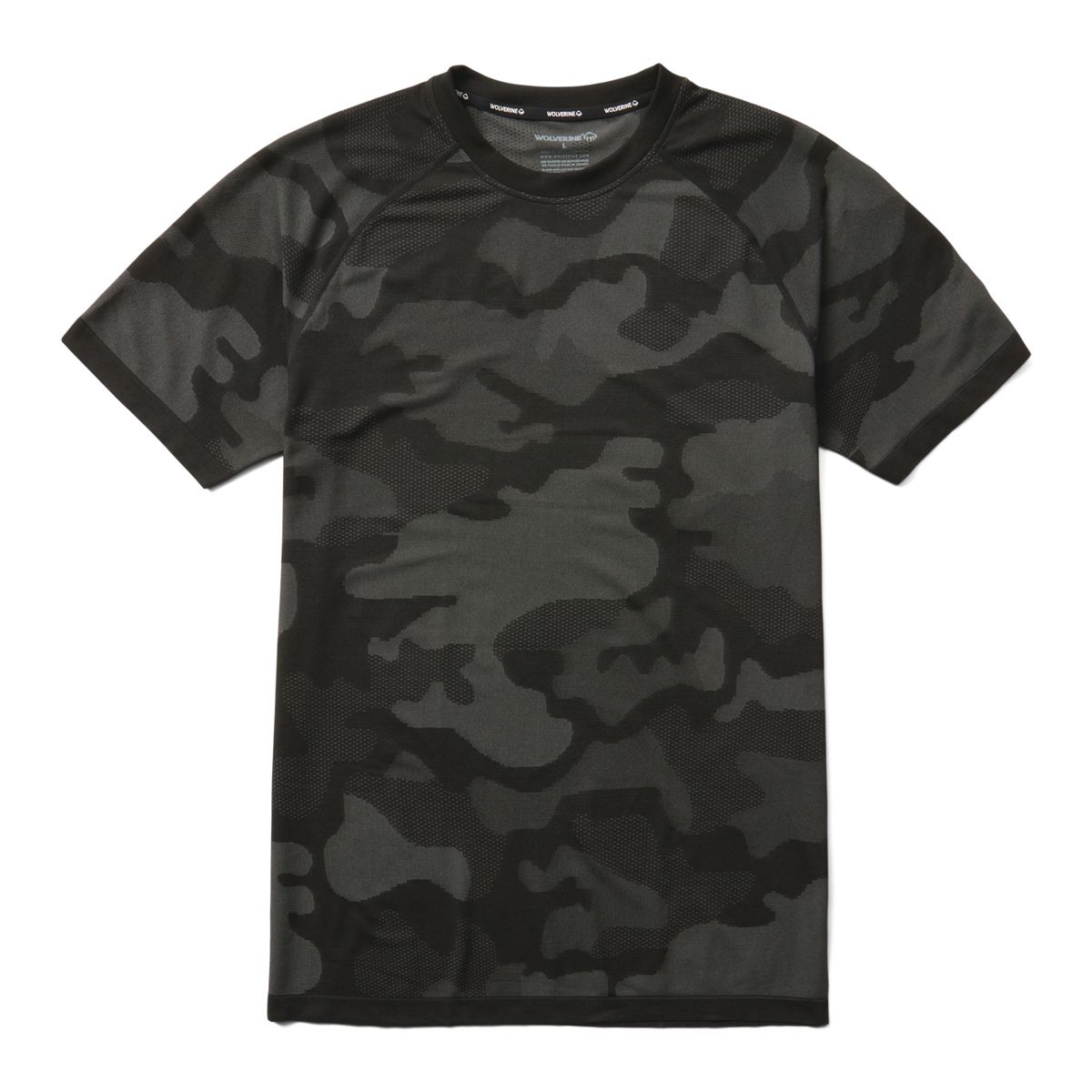 Camo Mesh Crew Neck Undershirt, Black, dynamic 1