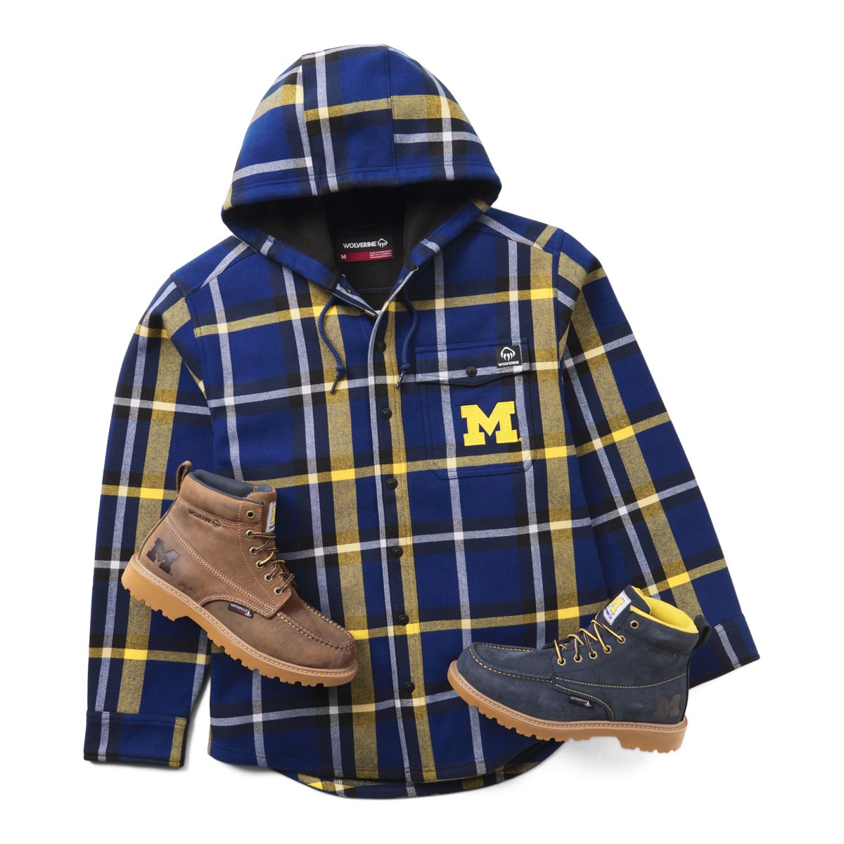 Wolverine x University of Michigan Bucksaw Hooded Flannel Shirt-Jac (Big & Tall), Michigan Blue, dynamic 4