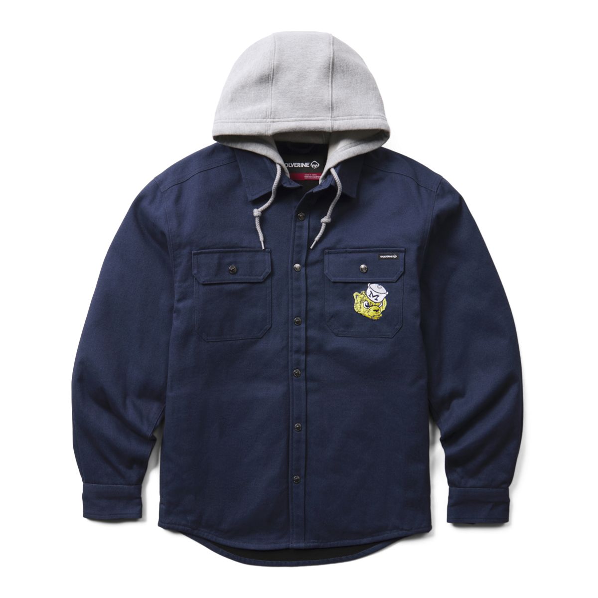 Wolverine x University of Michigan​  Overman Hooded Canvas Shirt-Jac, Navy, dynamic 1