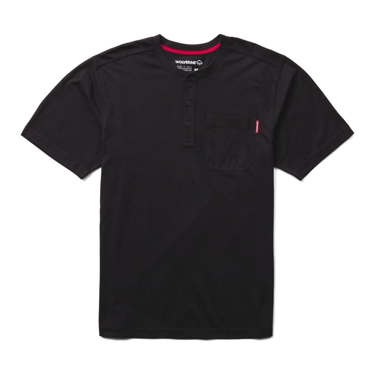 Classic Short Sleeve Henley, Black, dynamic 1