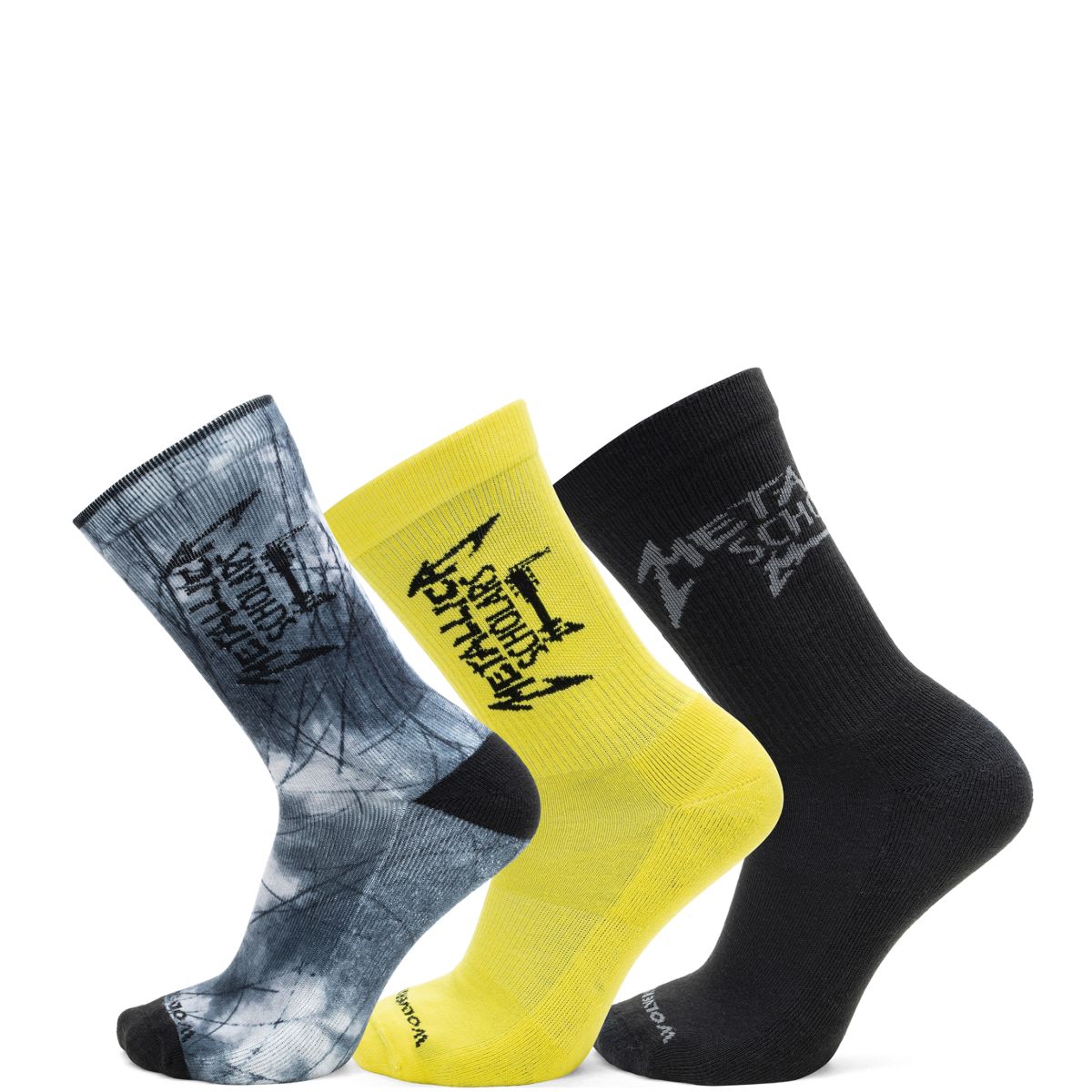 Wolverine x Metallica Scholars 3-pk Work Crew Sock, Black, dynamic 1