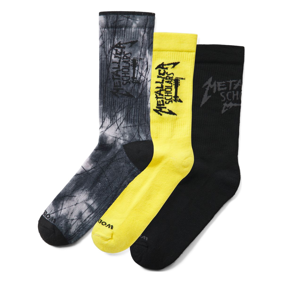 Wolverine x Metallica Scholars 3-pk Work Crew Sock, Black, dynamic 3